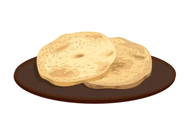 Mchadi Yassı Ekmekleri Gürcistan Mısır Unu Kekleri Suluguni Peyniri Megreyen — Stok Vektör
