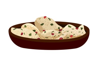 Geleneksel Gürcü yemeği Satsivi. Haşlanmış, ceviz soslu kızarmış tavuk. Kafkas Kartuli yemeği, Sakartvelo mutfağı.