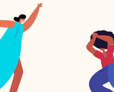 Pankart, broşür, metin yeri, beyaz arka plan. Güzel Çekici Güçlü Bağımsız Kadınlar zafer işaretleri gösteriyor. Kadınlık Konsepti. Minimalist Style.Vektör Düz Çizim