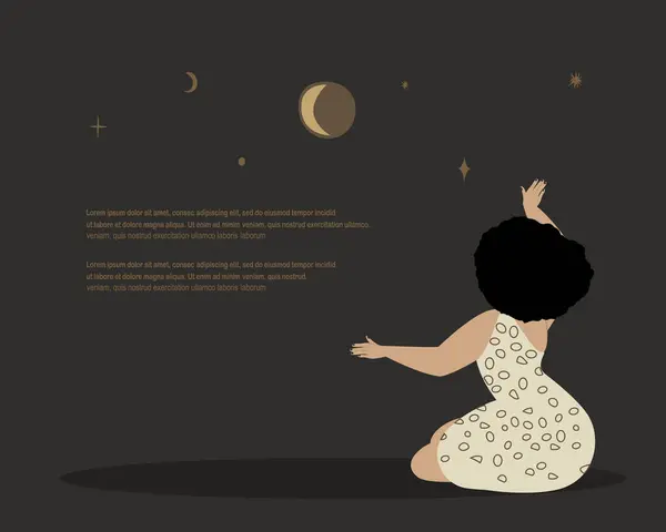 Woman Astrologist Fortune Teller Making Prediction Forecasting Ritual Moon Esoterics Stock Illustration