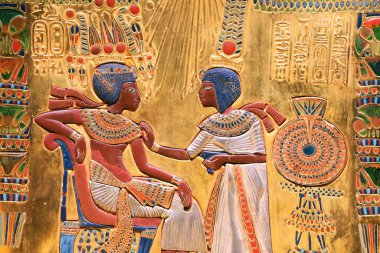 Detail of the golden throne from Tutankhamun's tomb clipart