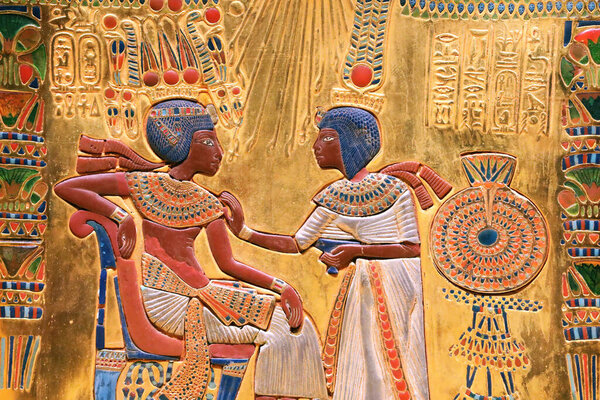Detail of the golden throne from Tutankhamun's tomb