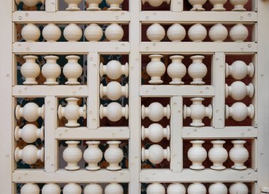 Barcelona, Spain - August 5, 2022: Window shutter detail of Casa Vicens by Gaudi in Barcelona