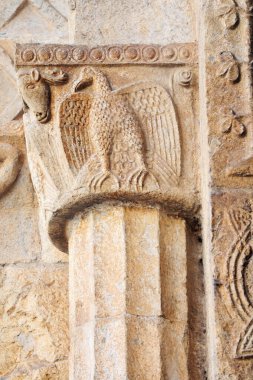 Ancient romanesque capital of church in Girona, Spain