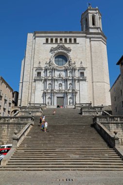 Girona, Spain - August 02, 2022: Cathedral of Saint Mary of Girona, Spain