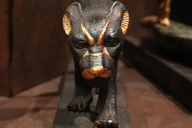 Tuankhamun 'un mezarındaki siyah panterin yüzü.