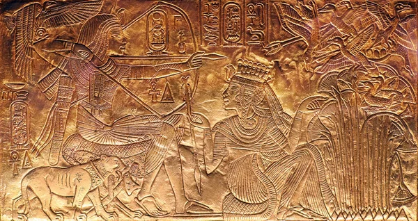 Bajorrelieve Una Caja Oro Tumba Tutankamón — Foto de Stock