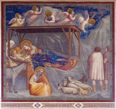 Padua, İtalya - 25 Kasım 2022: Giotto 'nun Scrovegni Şapeli' nde İsa 'nın Doğuşu, Padua