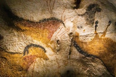Lascaux, Fransa - 6 Ağustos 2121: Lascaux mağaralarında tarih öncesi tasvirler