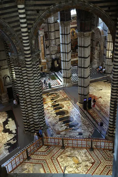 Marvellous Marble Mosaic Floor Siena Cathedral — Stock Photo, Image