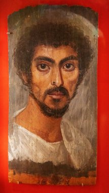 Burnunda ben olan bir adamın portresi, New York Metropolitan Sanat Müzesi. Roma döneminde Mısır sanatı (M.S. 130-150)). 
