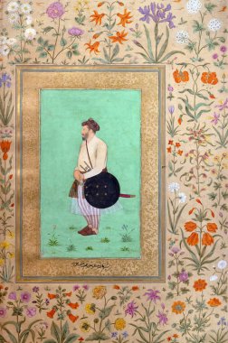 Eski bir Hint kitabındaki lider bir askerin portresi. New York Metropolitan Müzesi 'nde açıkta kalmış bir resim. Hindistan, 1640..
