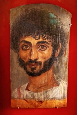 İnce yüzlü, sakallı bir adamın portresi, New York 'taki Metropolitan Sanat Müzesi. Roma döneminde Mısır sanatı (M.S. 160-180)). 