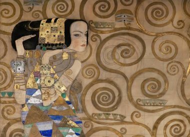 Viyana, Avusturya - 27 Nisan 2024: MAK Müzesinde Klimt tarafından yapılan bir kadın çizimi