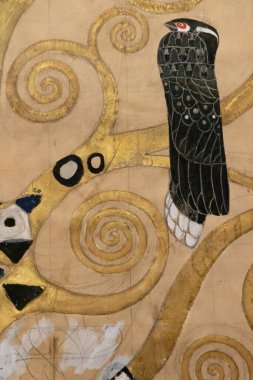 Vienna, Austria - April 27, 2024: Detail of a working drawing of a bird by Gustav Klimt in MAK Museum clipart