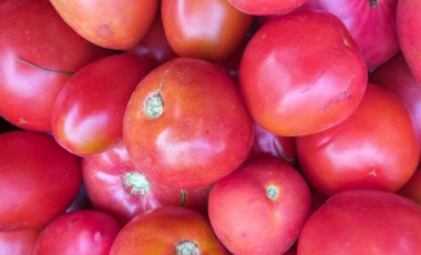 Yaz arkaplanı: kırmızı olgun domates
