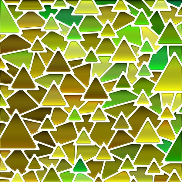 彩色玻璃马赛克背景 棕色和绿色三角形 — 图库矢量图片