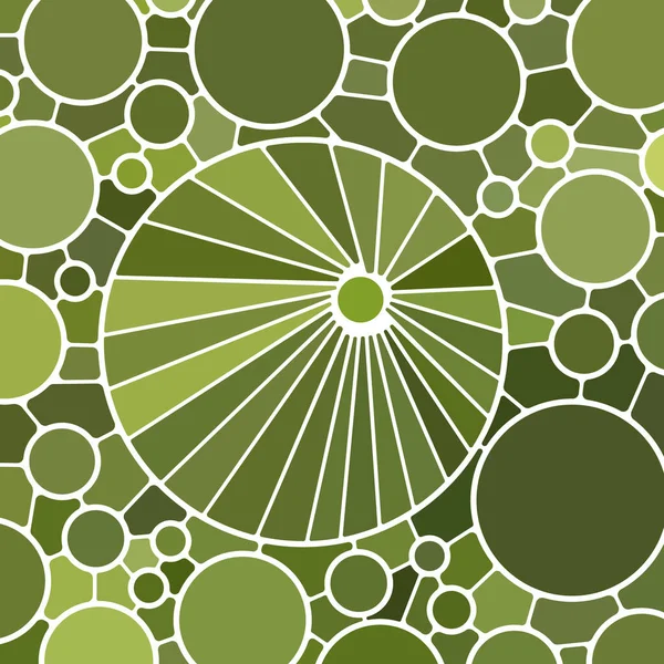 Vector Abstracto Vidrieras Fondo Mosaico Círculos Verdes — Vector de stock