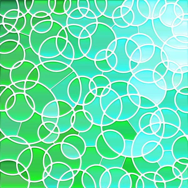 抽象的なベクトルステンドグラスモザイクの背景 緑と青の円 — ストックベクタ