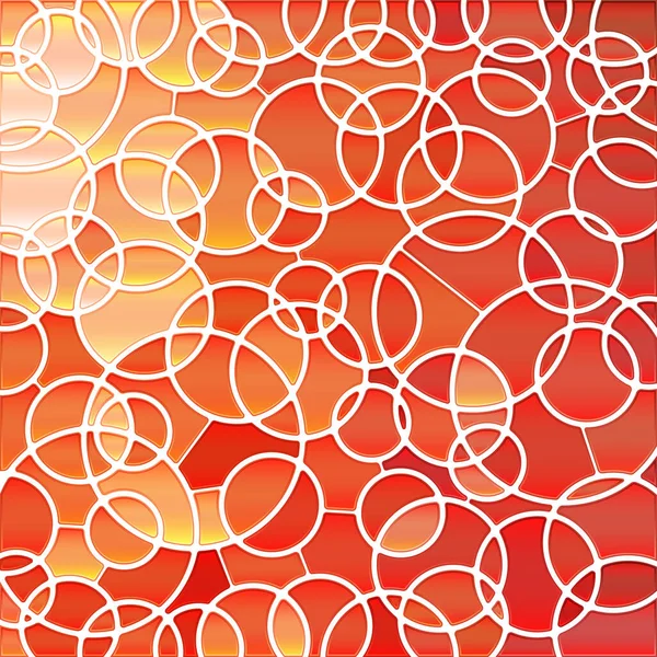 Abstract Vector Stained Glass Mosaic Background Red Beige Circles — Stock Vector