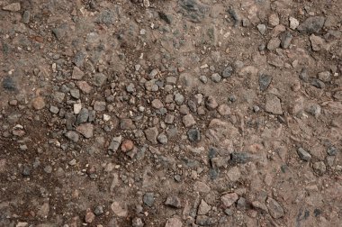 Eski çamurlu çakıl yolu, üst manzara.