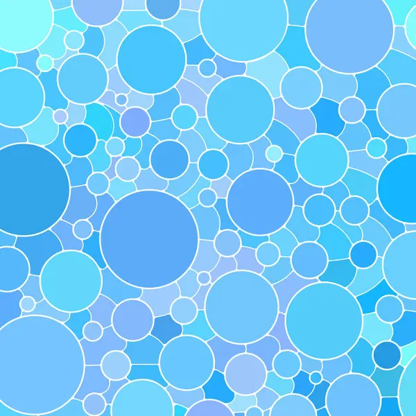 Abstract Vector Stained Glass Mosaic Background Blue Circles — Stock Vector