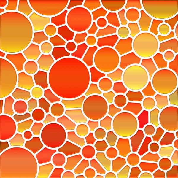 Vetor Abstrato Fundo Mosaico Vidro Manchado Círculos Vermelhos Laranja — Vetor de Stock