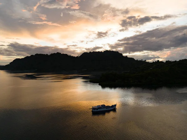 Last Light Day Illuminates Clouds Drifting Remote Islands Solomon Islands Stock Picture
