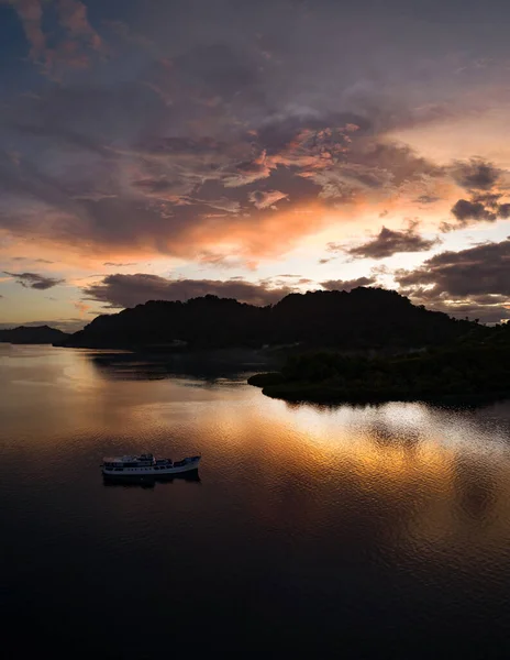 Last Light Day Illuminates Clouds Drifting Remote Islands Solomon Islands Royalty Free Stock Photos
