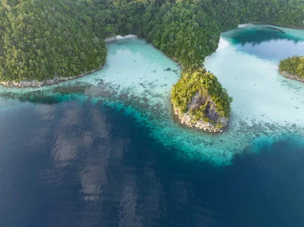 Zdrowe Rafy Koralowe Rosną Wokół Pięknych Wysp Które Wynurzają Się — Zdjęcie stockowe