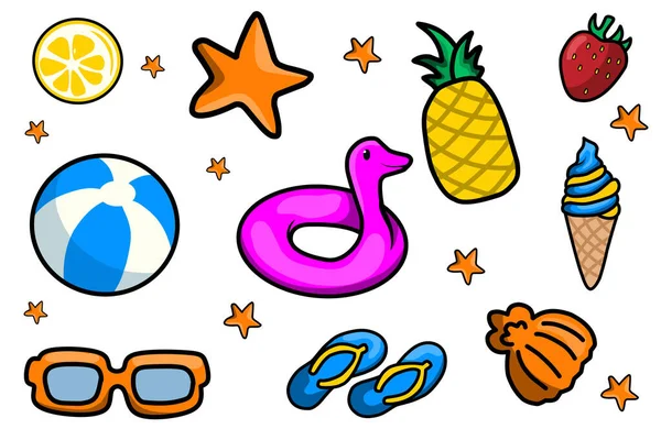 Add Touch Summer Fun Your Design Projects Our Summer Icons — ストック写真