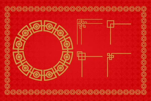 Chinese traditional ornaments, Set of Lunar year decorations, flowers, lanterns, clouds, elements and icons