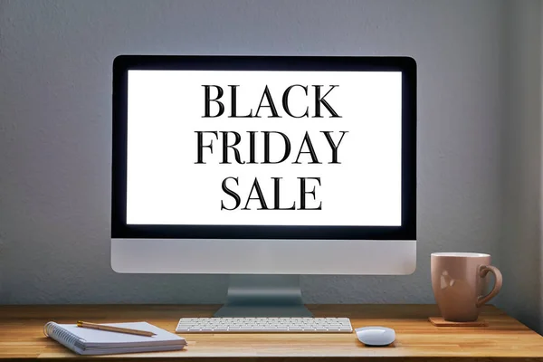 Black Friday Sale Steht Auf Einem Bildschirm Geschrieben Der Computer — Stockfoto