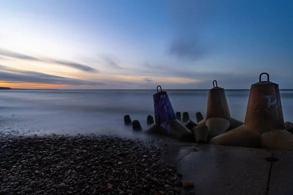 sunset over sea. long exposure.