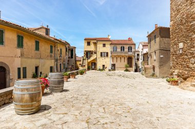 Old town of Giglio Castello at Isola del Giglio, island of the tuscan archipelago, beautiful ancient rustico buildings and historical architecture, Grosseto Tuscany Italy clipart