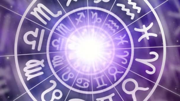 Signes Zodiaque Intérieur Cercle Horoscopique Concept Astrologie Horoscopes — Video