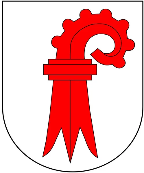 Brasão Armas Vermelho Branco Com Equipe Cantão Suíço Basileia Landschaft — Vetor de Stock