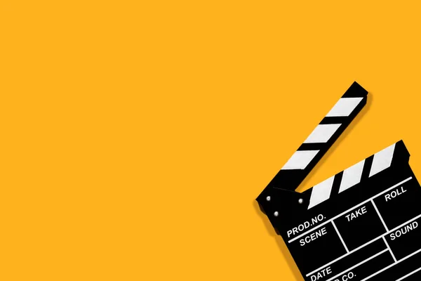 Filme Clapperboard Para Gravar Vídeos Filmes Fundo Laranja Abundância Espaço — Fotografia de Stock
