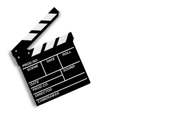 Film Clapperboard Riprese Video Film Uno Spazio Copia Sfondo Bianco — Foto Stock