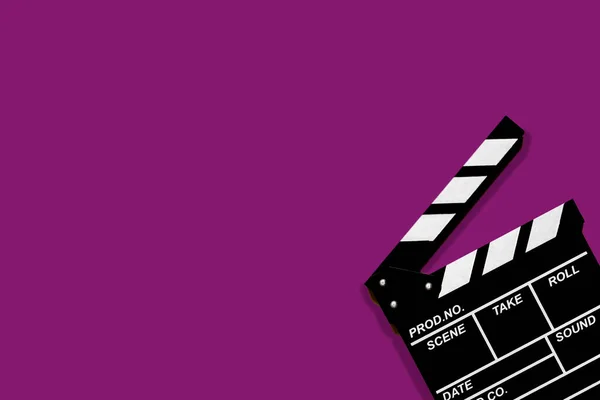 Filme Clapperboard Para Gravar Vídeos Filmes Fundo Roxo Abundância Espaço — Fotografia de Stock