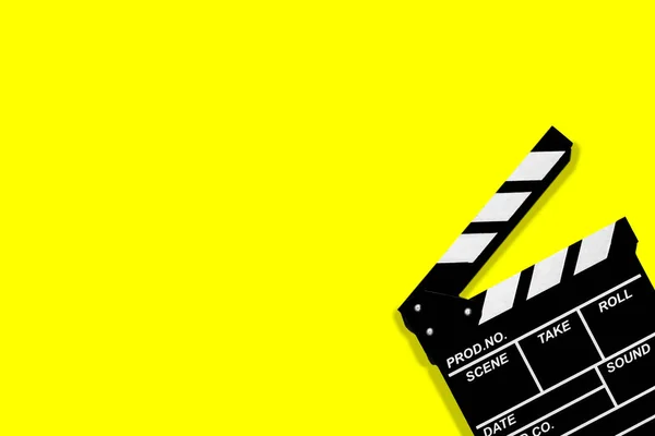 Filme Clapperboard Para Gravar Vídeos Filmes Fundo Amarelo Abundância Espaço — Fotografia de Stock