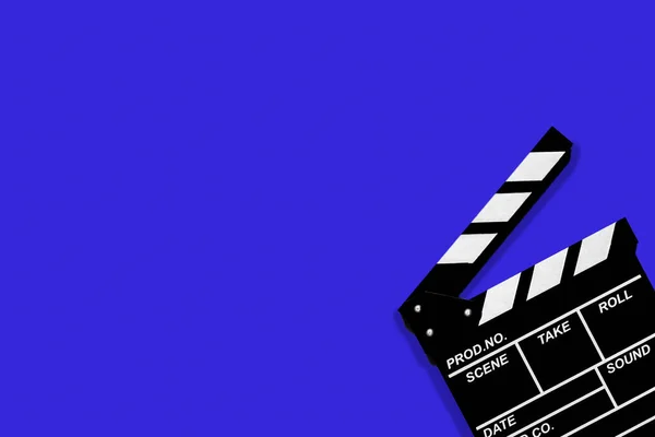 Filme Clapperboard Para Gravar Vídeos Filmes Fundo Azul Abundância Espaço — Fotografia de Stock