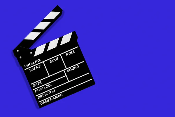 Palmas Filme Para Filmar Vídeos Filmes Espaço Cópia Fundo Azul — Fotografia de Stock