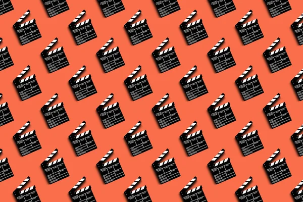 Bordo Applaudito Riprese Video Film Modello Sfondo Arancione — Foto Stock