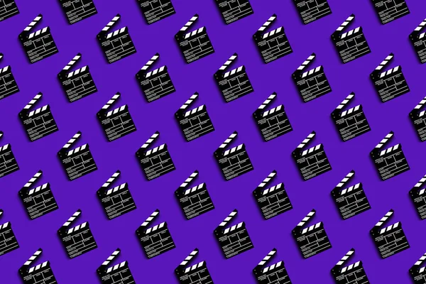 Дошка Знімання Відео Фільмів Фіолетовому Фоні — стокове фото