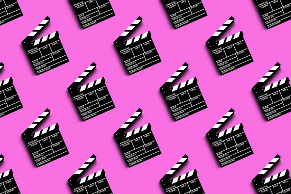 Bordo Applaudito Riprese Video Film Modello Sfondo Rosa — Foto Stock