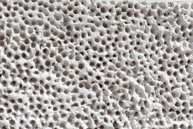 Delikli beyaz taş duvar. taş dokusu