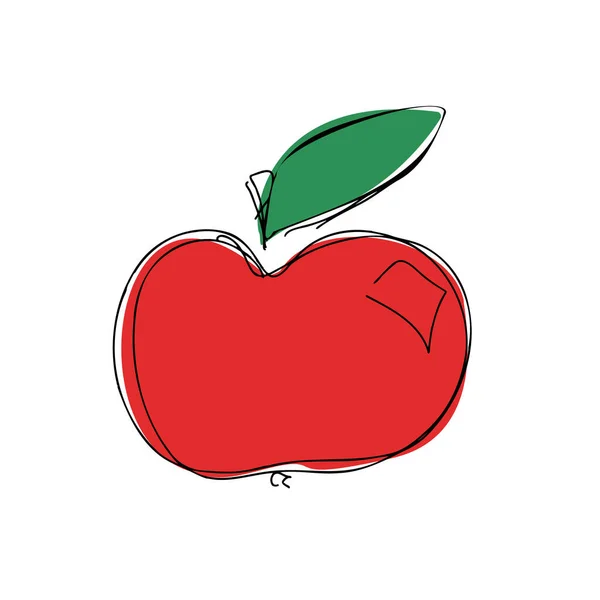 Ilustracja Wektorowa Owoców Jabłka Białym Tle Abstrakcyjny Rysunek Bazgrołów Ikona — Wektor stockowy