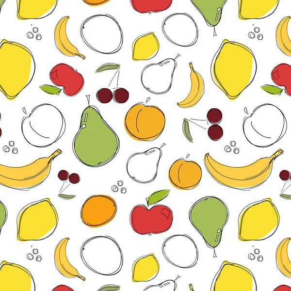 Alimentos Frutas Cítricos Ilustración Lineal Vectorial Patrón Sin Costuras Para — Vector de stock