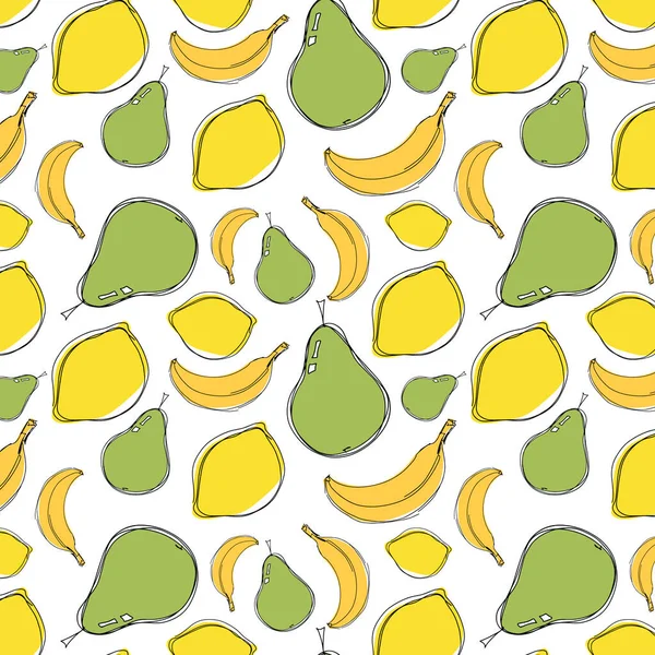 Alimentos Frutas Verdes Cítricos Amarillos Ilustración Vectorial Fondo Sin Costuras — Vector de stock